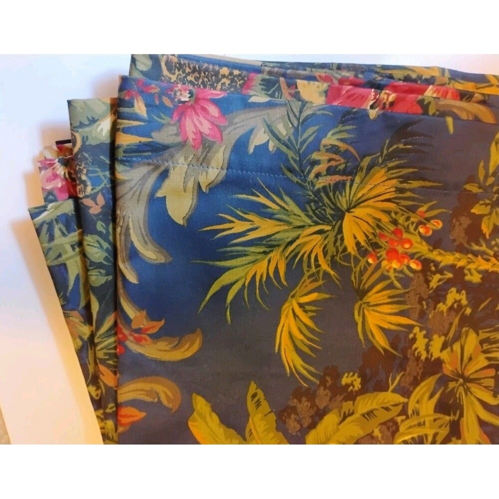 Vintage Raymond Waites Palm Tree Tropical Curtains 2 Panels 42x84 Cotton Sateen